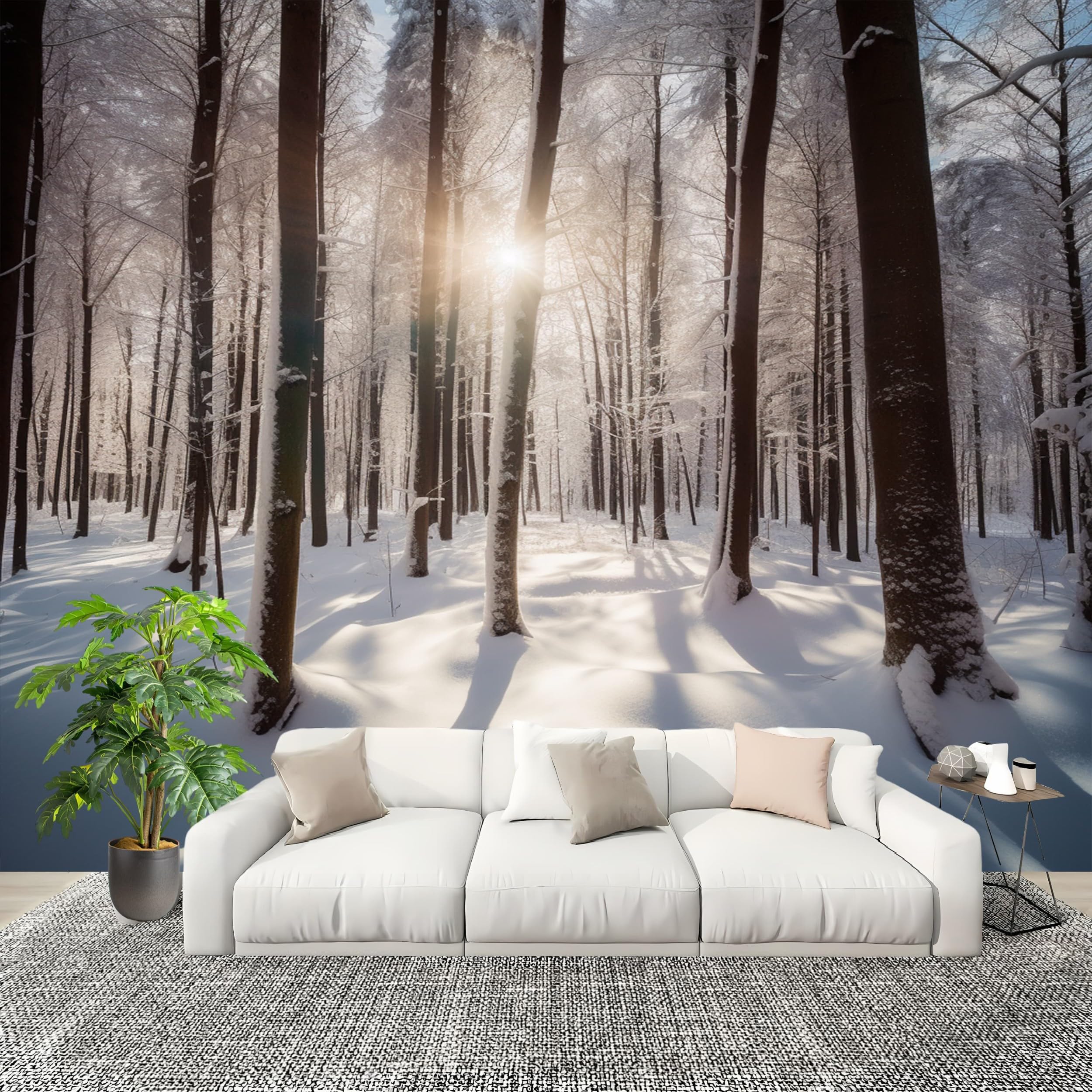 Tapeta do sypialni 300 x 210 cm zimowy krajobraz dżunglowy z włókniny moda dekoracja ścienna XXL plakat ścienny biały gigantyczny papier ścienny salon pokój dziecięcy