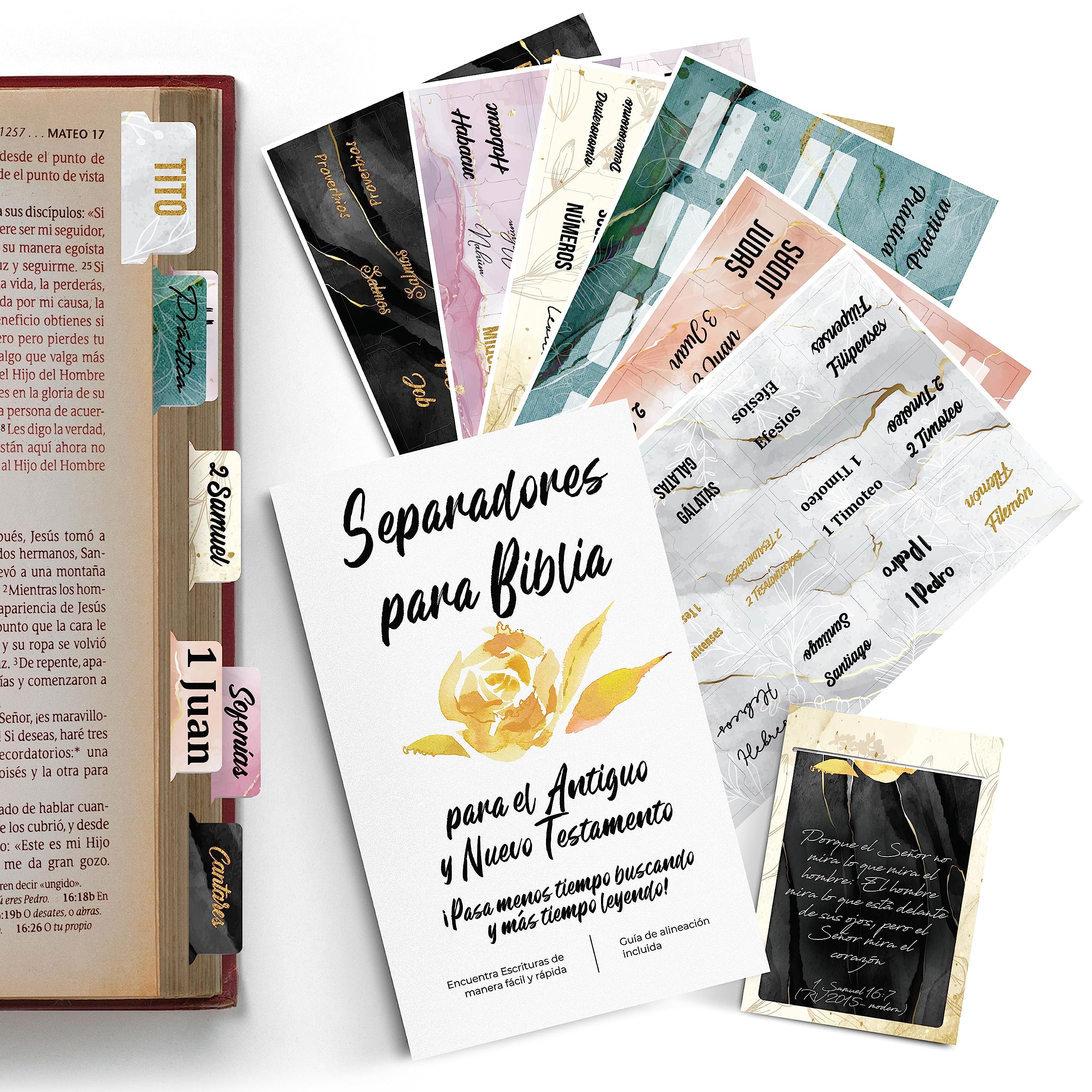 Spanish Bible Tabs for Journaling Bible - 90 Pieces Bible Dividers Tabs for Bible Chapters - Bible Study Supplies - Bible Accessories as Bible