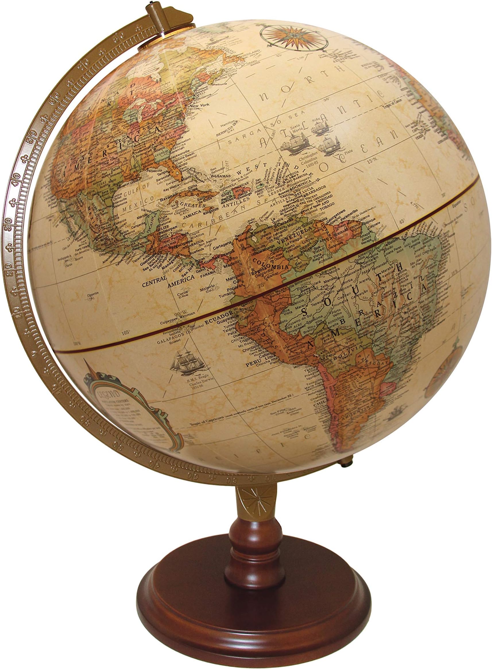 Replogle Lenox, 12"/30cm diameter Antique Style, Desktop Globe, Classic World Globe with up-to-date Cartography, Made in USA