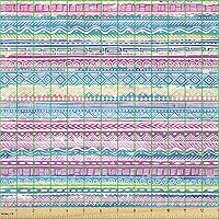 Vista 352 de Ambesonne Tela de Fiesta Popstar por Yarda, Estilo de Dibujos Animados Garabatos Dibujados a Mano Tema Musical Impresión de Arte Lineal, Tela