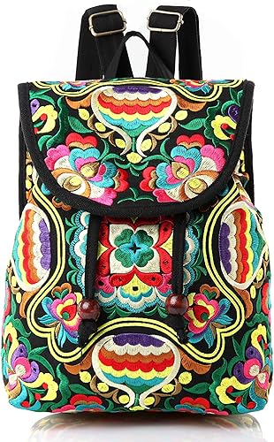 Goodhan - Mochila de viaje para mujer, diseño clásico de bordado étnico