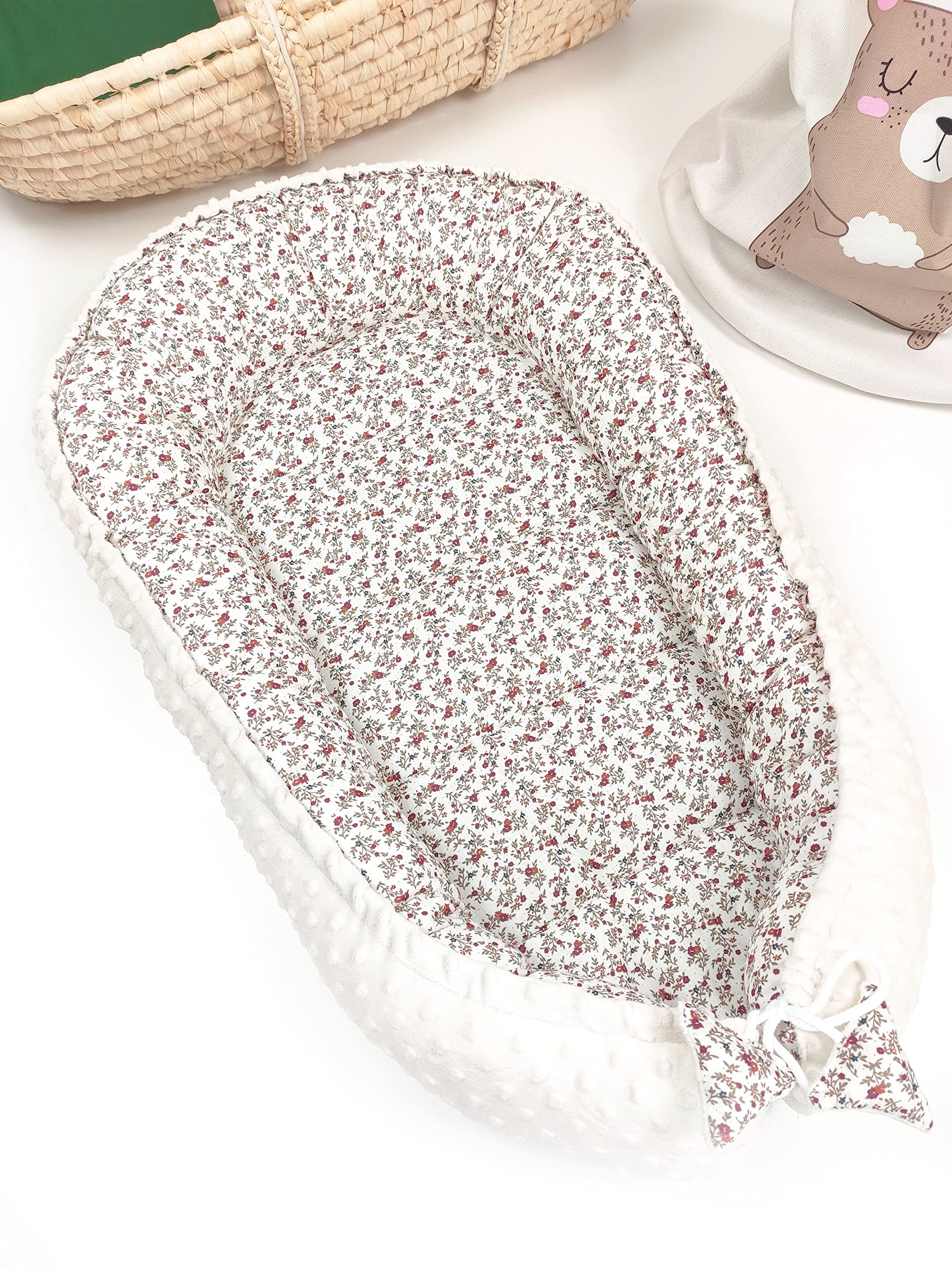 PIMKO Nido de bebé Minky de 2 Caras, Nido de Peluche, Capullo para bebés y recién Nacidos, para el hogar, 55 x 90 cm