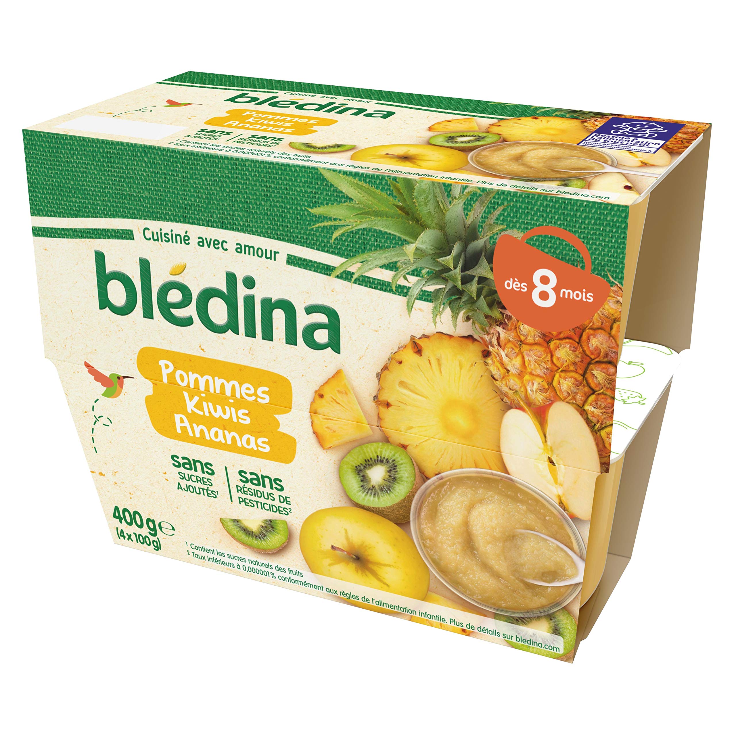 Blédina - 4 Coupelles Pommes Mangues Passion - Dès 8 Mois - Sans Sucres Ajoutés