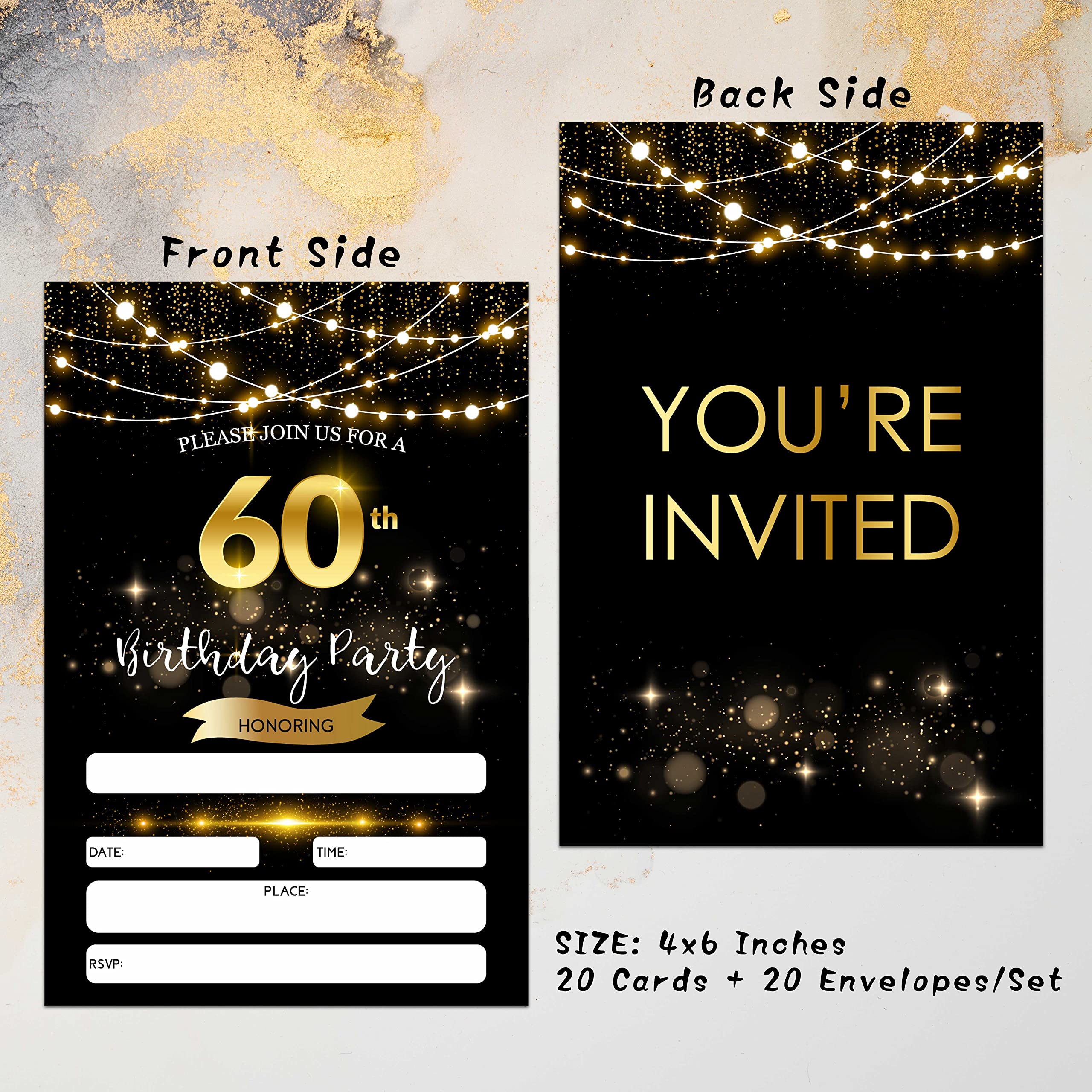 Pool Party Invitations 60th Birthday Invitation Cards - 25 Count With  Envelopes \u0026 Seal Stickers For Party Planning Invitation Cards With Envelopes, image size:2560x2560