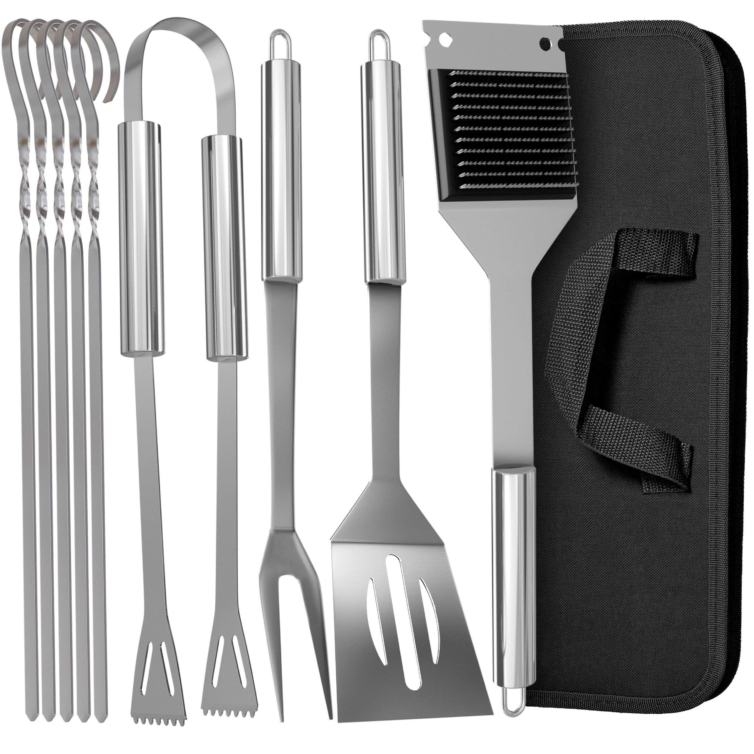 Praknu Set Utensilios Barbacoa 9 Piezas – Acero Inoxidable – Kit Parrilla