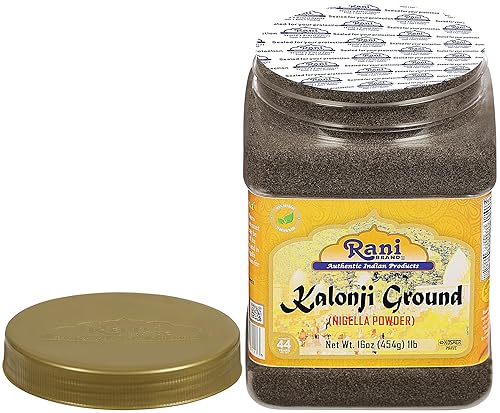 Miniatura 5 de Rani Kalonji en polvo (semillas negras, nigella sativa, comino negro) molido, 16 oz (1 libra) tarro de PET de 16.01 oz  Todo natural  Apto para