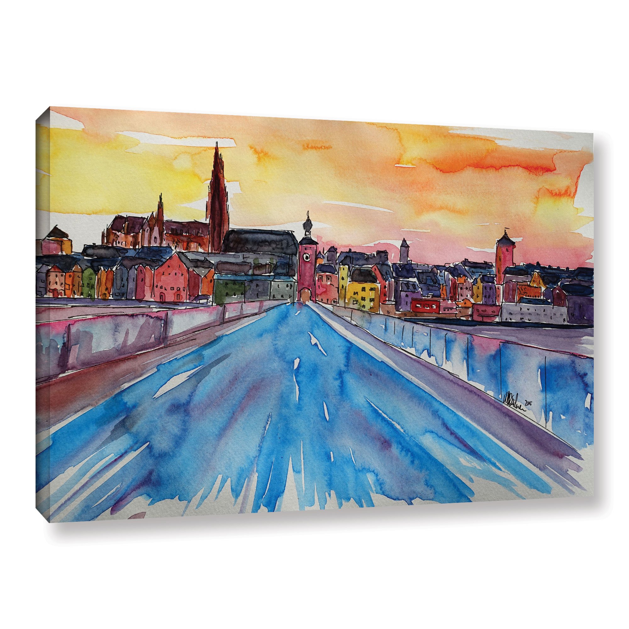 Marcus/Martina Bleichner ''Regensburg Pearl On Danube From Stone Bridge 2'' Gallery Wrapped Canvas, 12X18