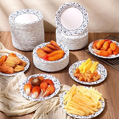 Miniatura 5 de FillTouch Paquete de 400 platos de papel desechables de 7 pulgadas para uso diario, a prueba de remojo, platos de papel pequeños resistentes para