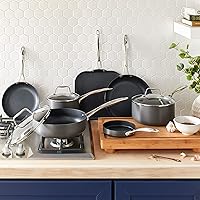 Vista 6 de Yaxa Basics Mini cacerola con tapa, 1.9 cuartos, aluminio antiadherente anodizado duro, gris