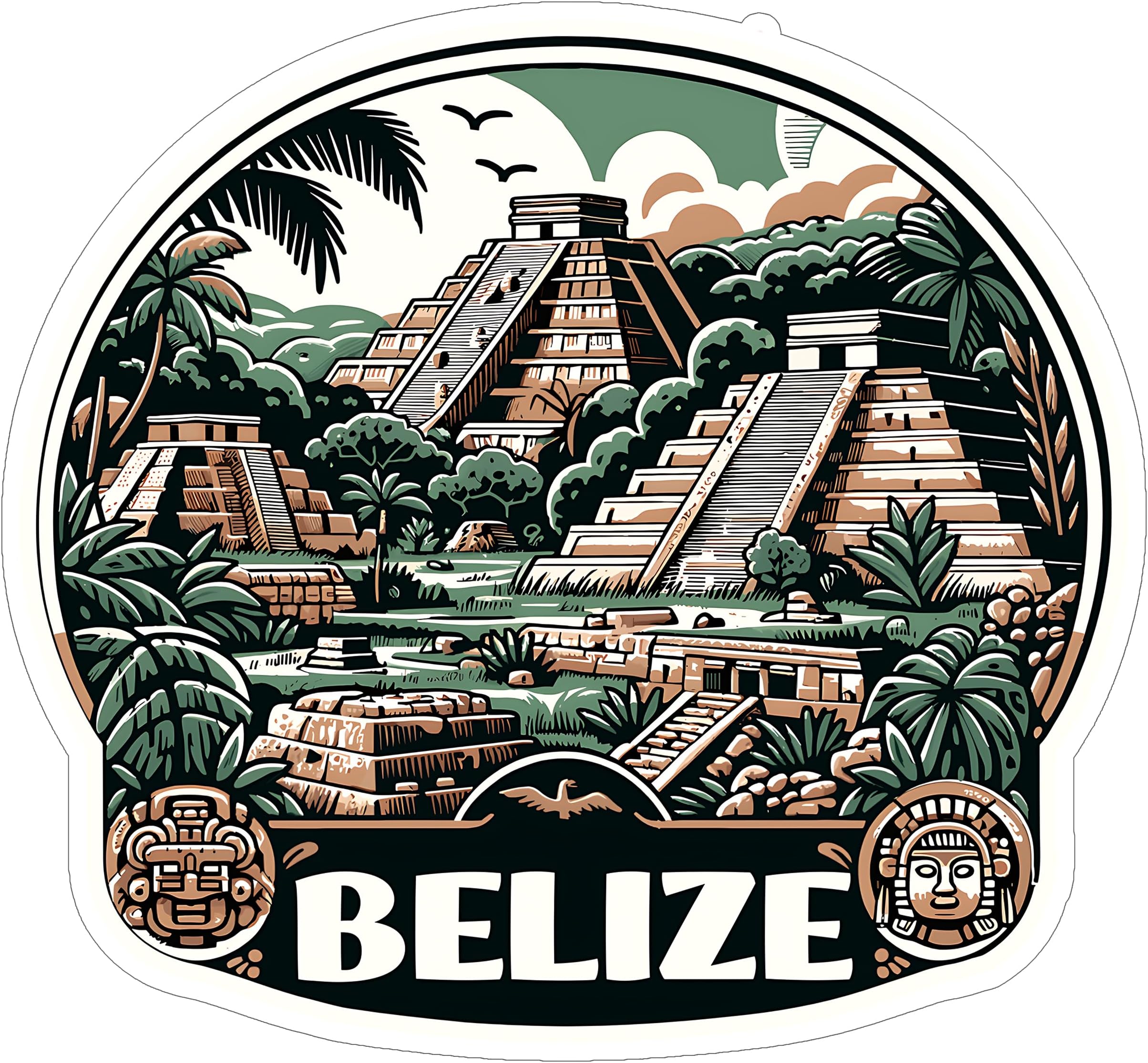 Belize Sticker 4 Inch City Travel Souvenir Destination - Waterproof Vinyl Decal for Laptop Water Bottle Car Tumbler - Durable Aesthetic Long-Lasting Stickers for Adults ID44990