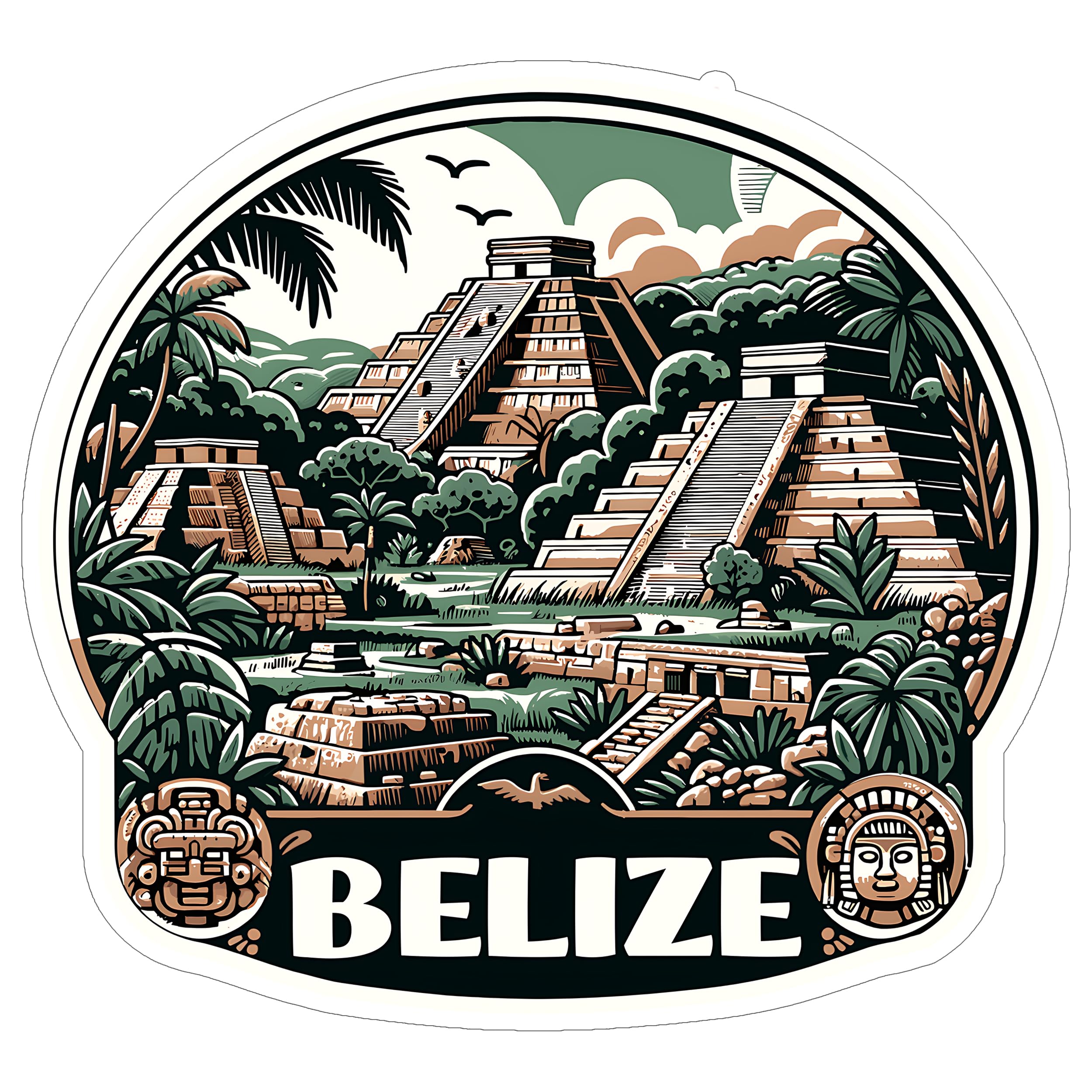 Belize Sticker 4 Inch City Travel Souvenir Destination - Waterproof Vinyl Decal for Laptop Water Bottle Car Tumbler - Durable Aesthetic Long-Lasting