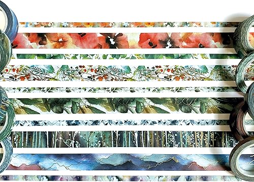 Miniatura 2 de Paper House - Paquete de 10 cintas adhesivas Washi con 5 rollos de 0.591 in y 5 rollos de 0.197 in - acuarela flora