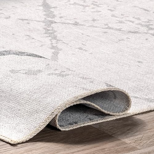 Miniatura 5 de nuLOOM Keesha - Alfombra reversible lavable a máquina, 5 x 8, beige y azul