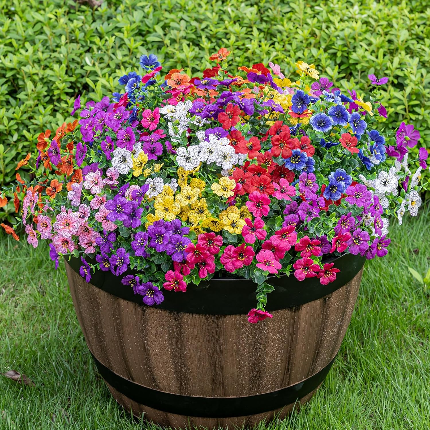 Lnoicy 20 Bundles Artificial Fake Flowers for Outdoor Faux Eucalyptus Flowers for Home Decoration,Fake Plants UV Resistant for Porch/Garden（9 Color）