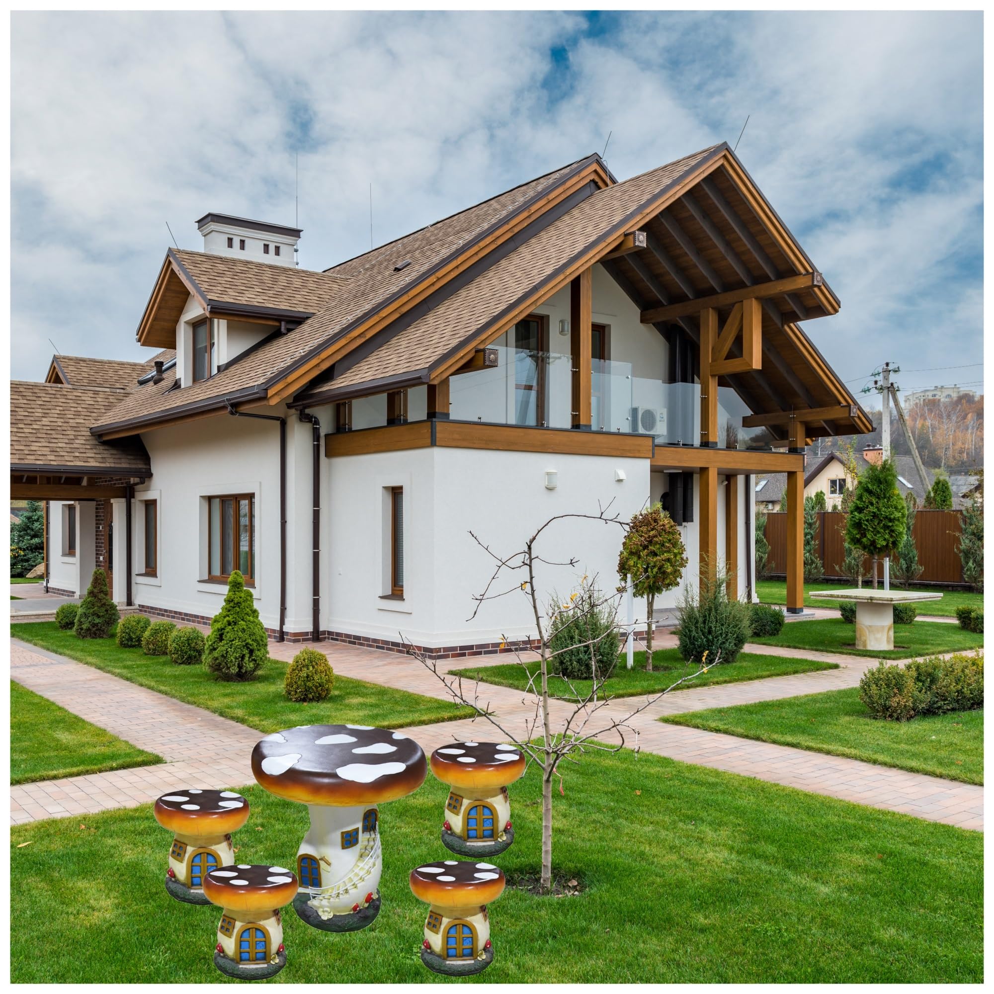 KRCO Creative Fruit Shape Table and Chair Set,5PCS Picnic Table,Activity Furniture for Garden Backyard Patio Decoration Table and Chair (Métal : Style 3)