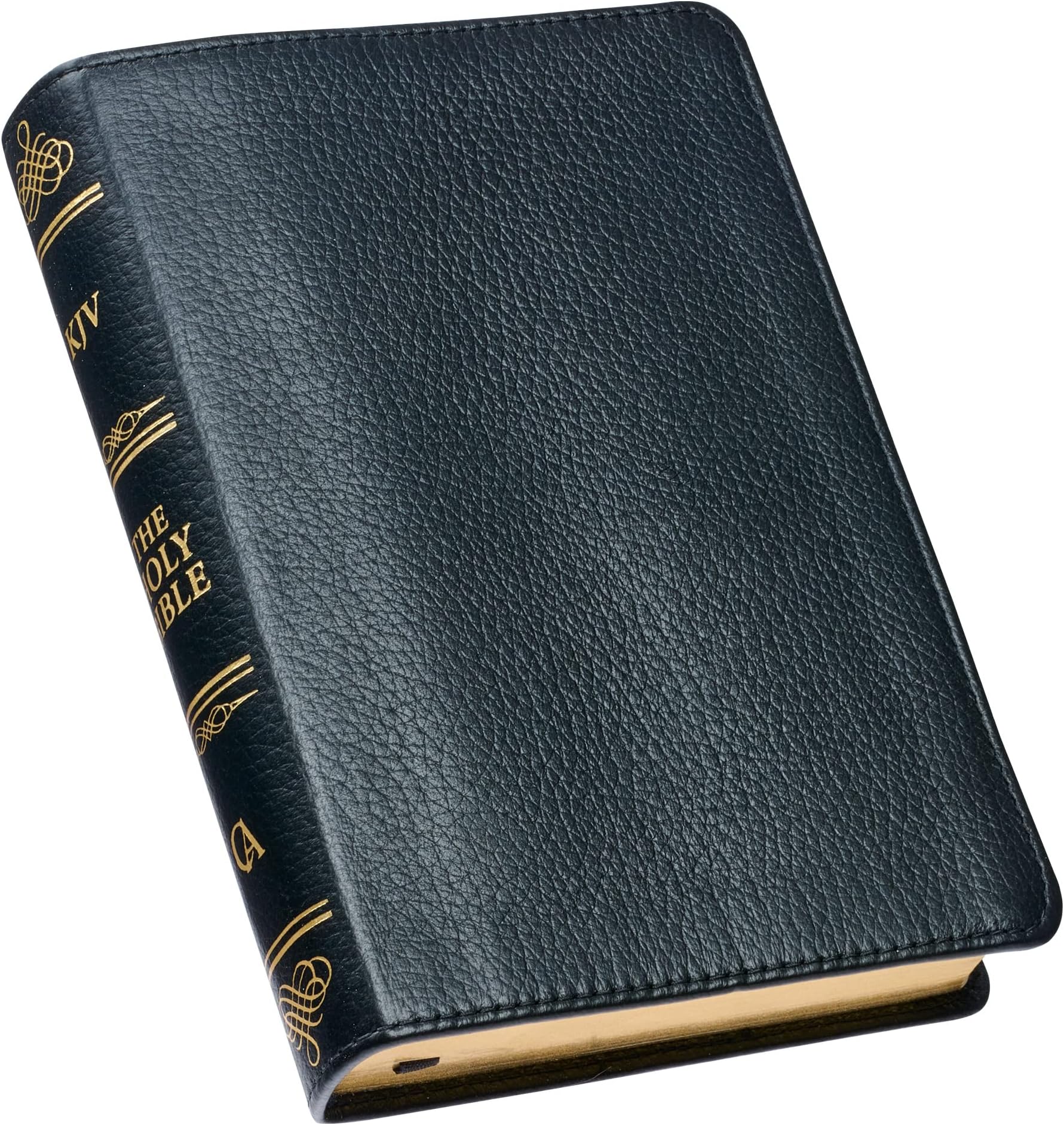 KJV Holy Bible, Compact Premium Full Grain Leather Red Letter Edition - Ribbon Marker, King James Version, Black (KJV Compact Editions)