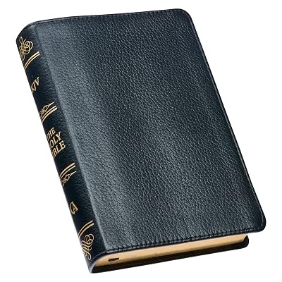 KJV Holy Bible, Compact Premium Full Grain Leather Red Letter Edition - Ribbon Marker, King James Version, Black (KJV Compact Editions)