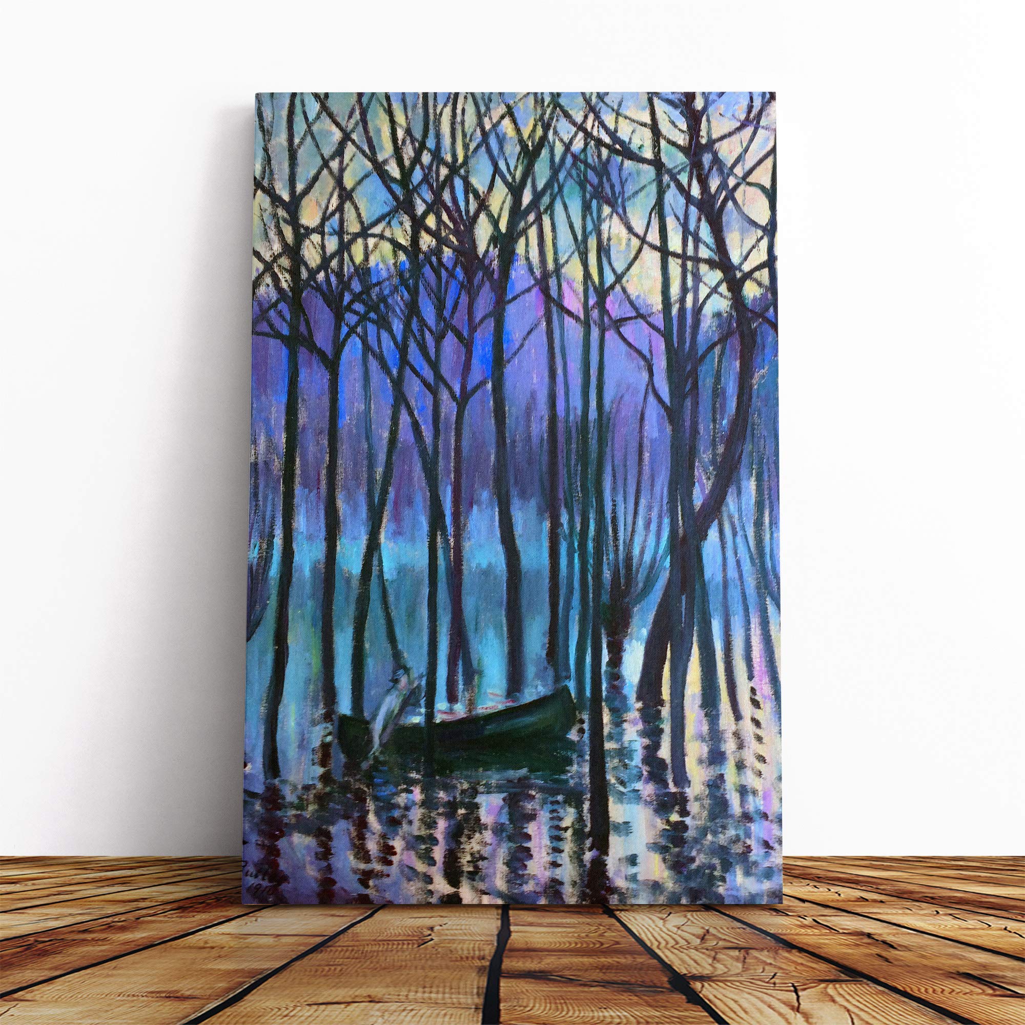 Theodore Earl Butler in His Canoe Canvas Print | Gallery Wrapped 30mm Frame Wall Art | 30x20 inches | Ready to Hang | Modern Picture | Living Room Bedroom Lounge Office