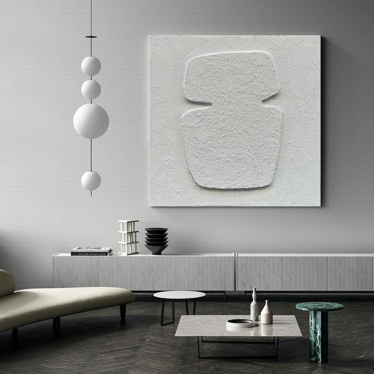 NANKAI Art Hand Painting Modern Minimalist Art Oil Painting White Thick Texture Abstract Painting 24x24 inch Canvas Wall Decorative Art