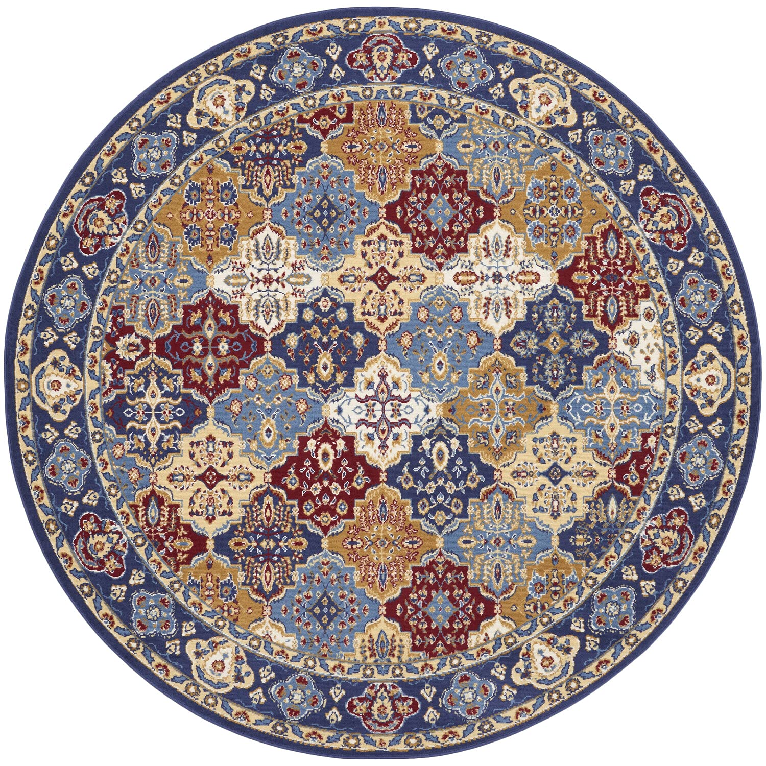 Nourison Home Grafix Multicolor 8' x Round Area Rug - Easy Clean, Non Shedding, Bed Room, Living Room, Dining Room, Kitchen (8' x Round)