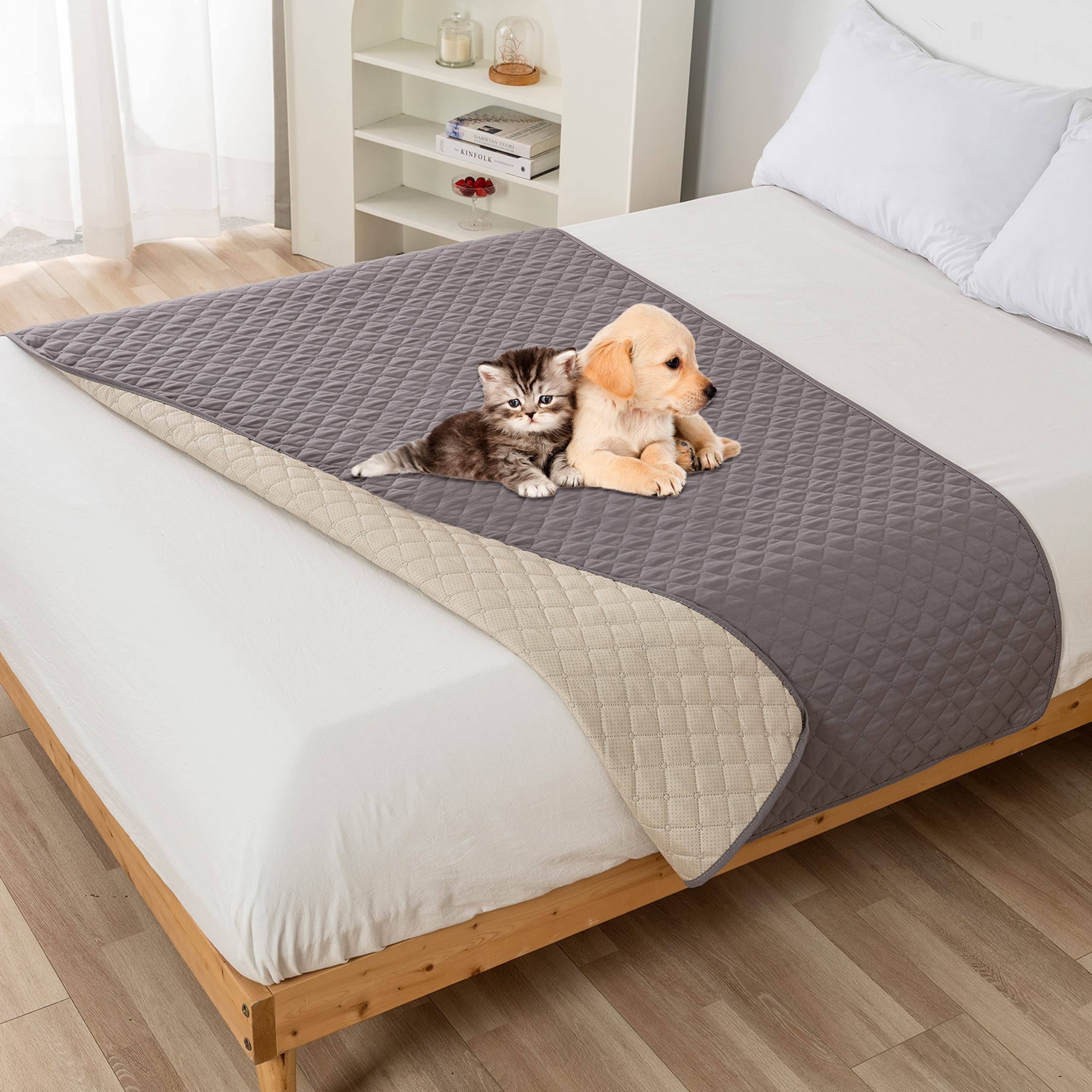 Waterproof Dog Bed Cover Anti-Slip Pet Blanket Sofa Couch Car, Furniture Protector for Kids Children Dog Cat,Machine Washable Pet Dog Bed Cover Cat Blanket (40x50 Inch, Gray)