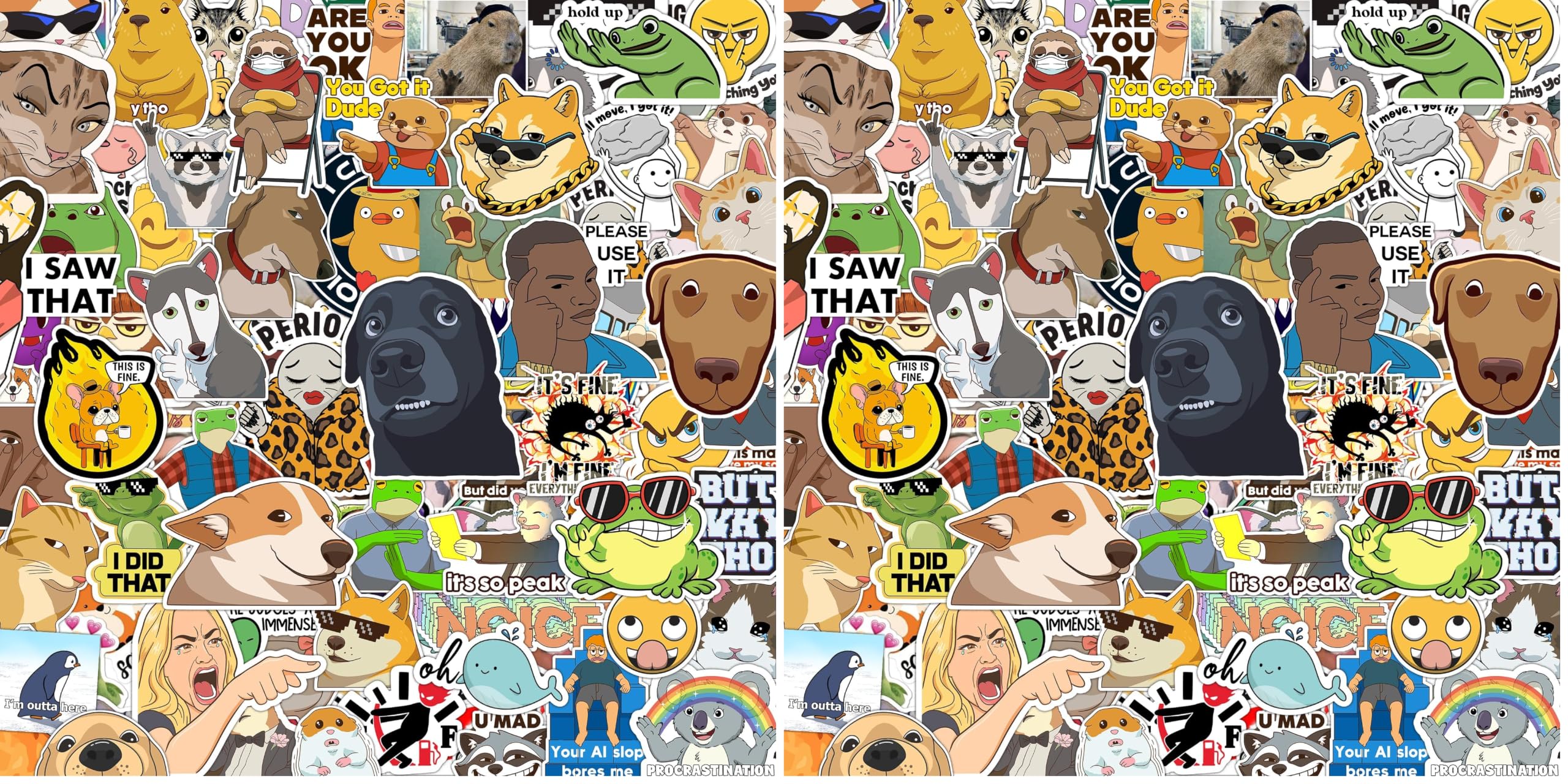 306pcs Funny Meme Vinyl Stickers Pack, Large Bulk Sticker for Laptop, Phone, Water Bottles, Computer Cars... Vine Sticker Decal DIY Décor for Bumper Accesory (Pack of 2)