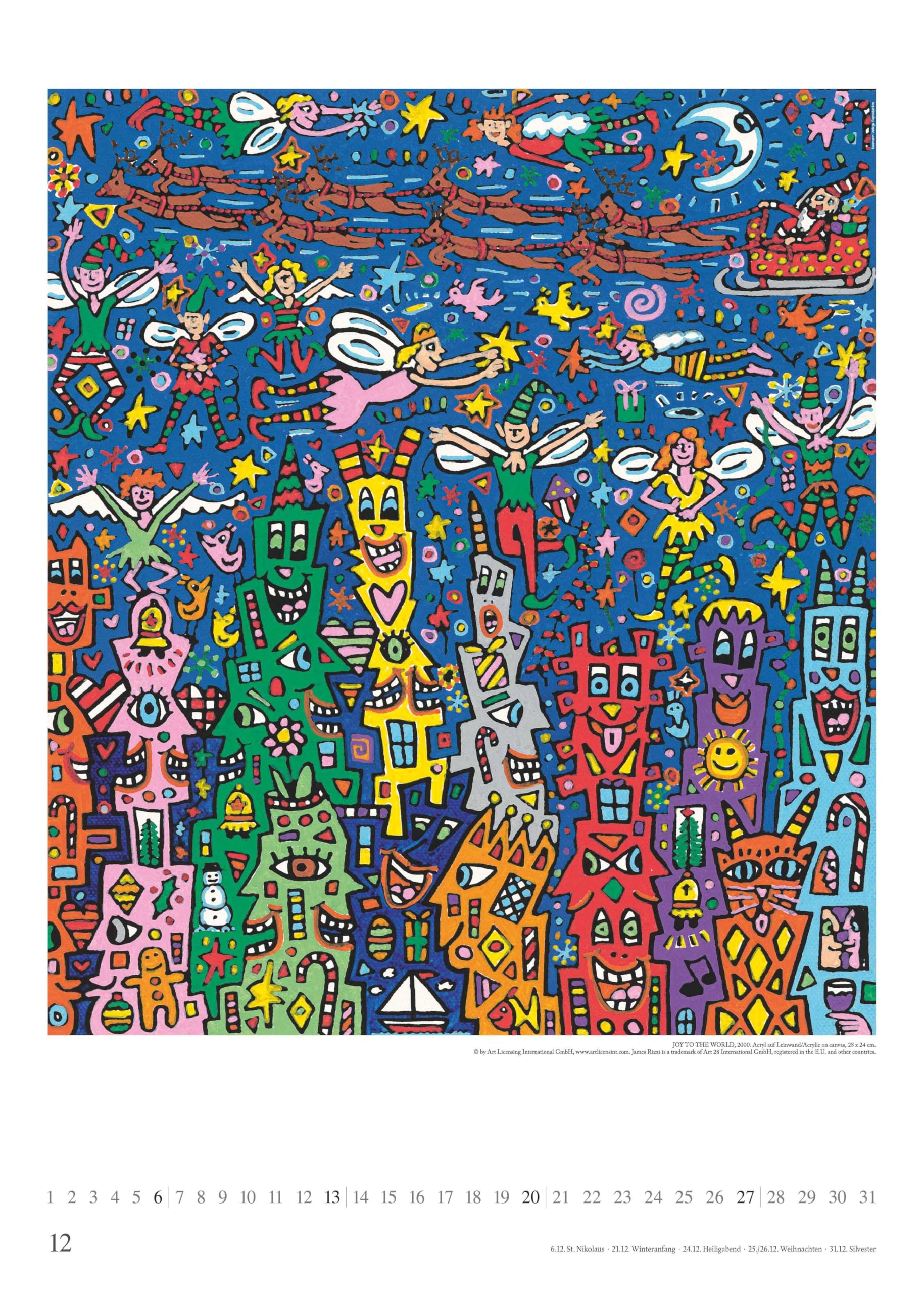 DUMONT - James Rizzi 2026 – Kunst-Poster-Kalender 50 x 70 cm, Pop-Art Wandkalender für Kunstliebhaber & Rizzi-Fans