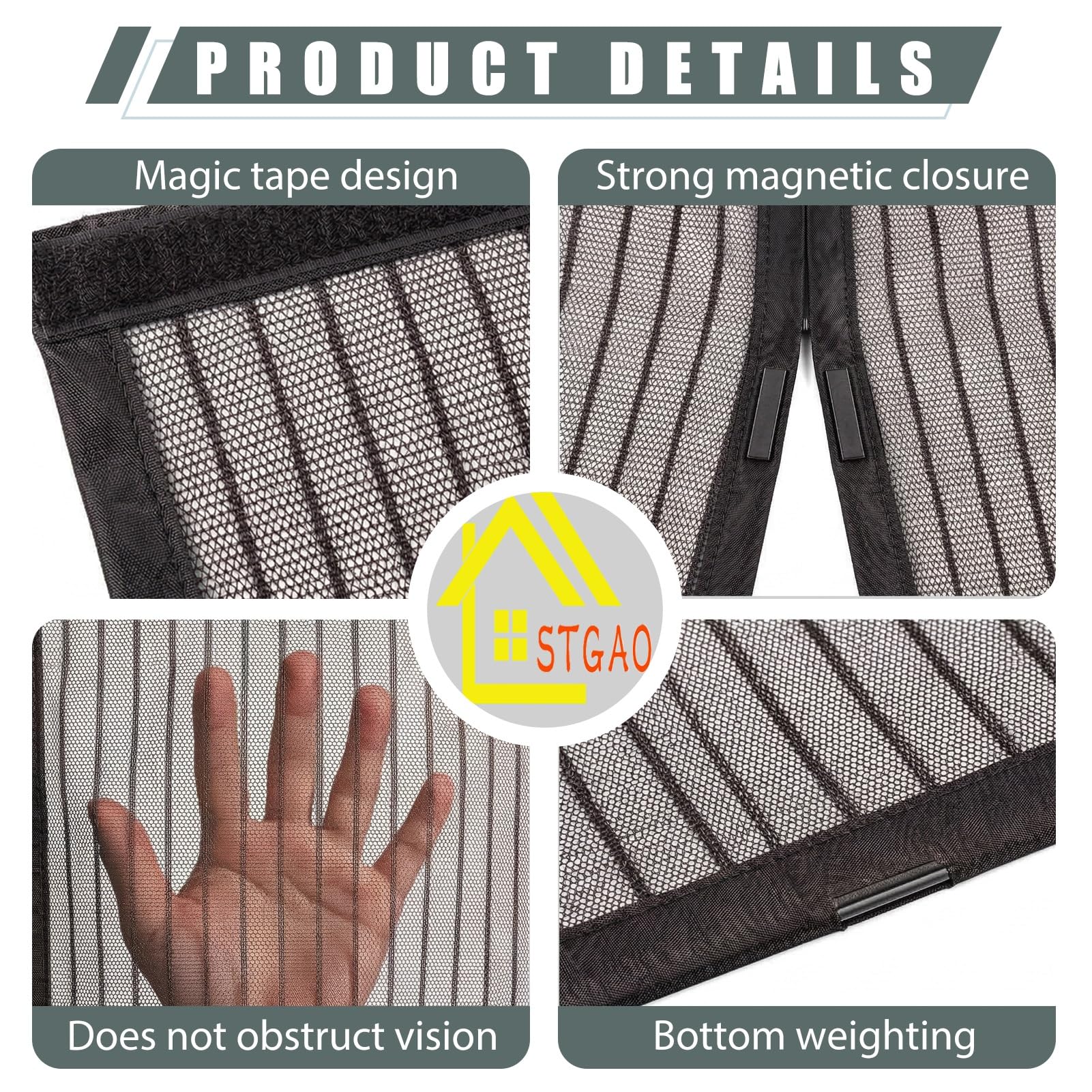 Mosquitera Magnetica 193 x 205 cm Proteger a su Familia Cortina Mosquitera Puerta Exterior Fácil Instalación sin Taladrar para Puertas Metálicas, Puertas de Rv, Negro