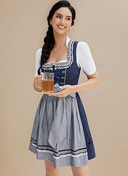 Clearlove Dirndl midi-jurk voor dames, 3-delig