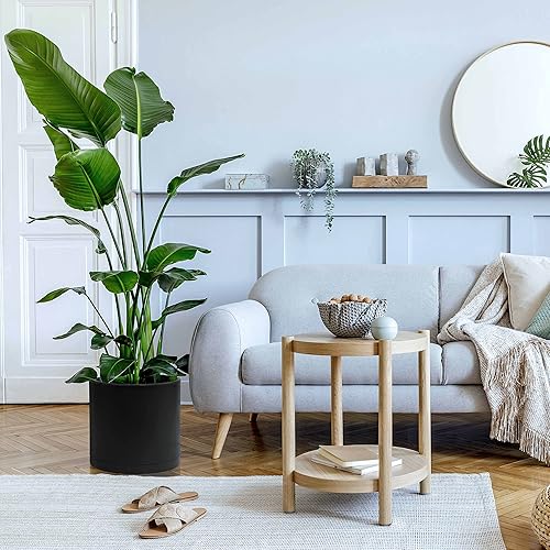 Miniatura 3 de D'vine Dev Macetas de plástico de 10 pulgadas para maceta con orificio de drenaje y platillos sin costuras, color negro, 74-O-M-2