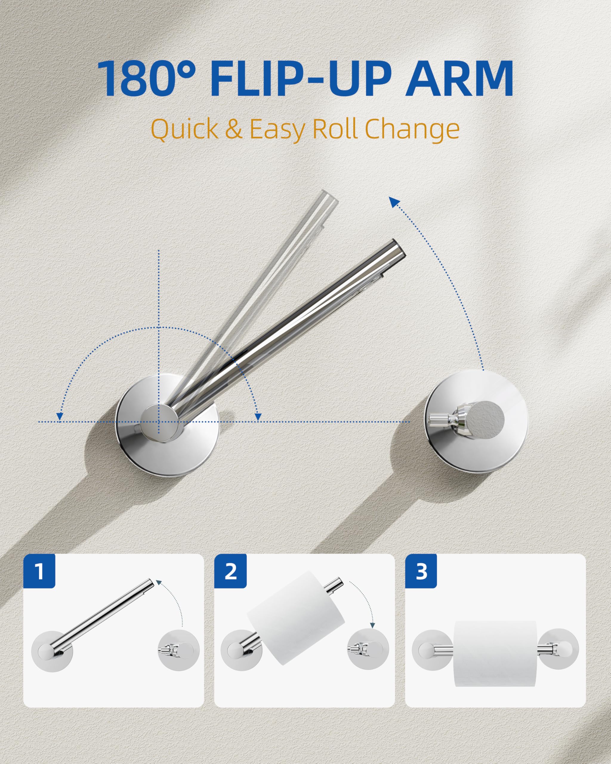 RUACQ Chrome Toilet Paper Holder Wall Mount for Bathroom — Amazon image 2