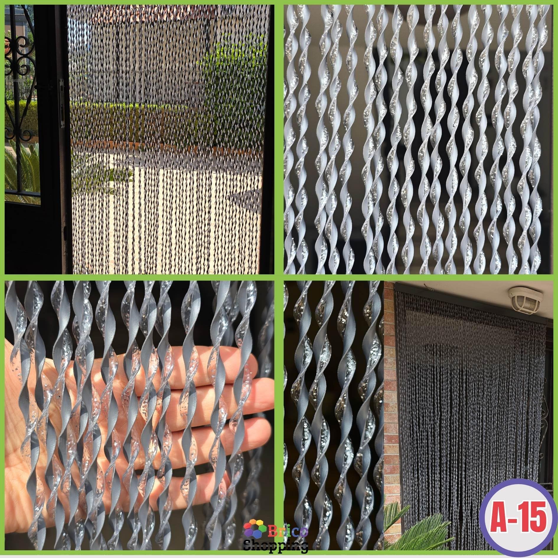 BricoShopping® Tenda moschiera Mod.A a fili in pvc regolabile Zanzariera per porta finestra esterna ingresso balcone camper filo ANTIMOSCHE 4 misure (15 (Antracite), 150L x 250A cm (1 Pannelli))
