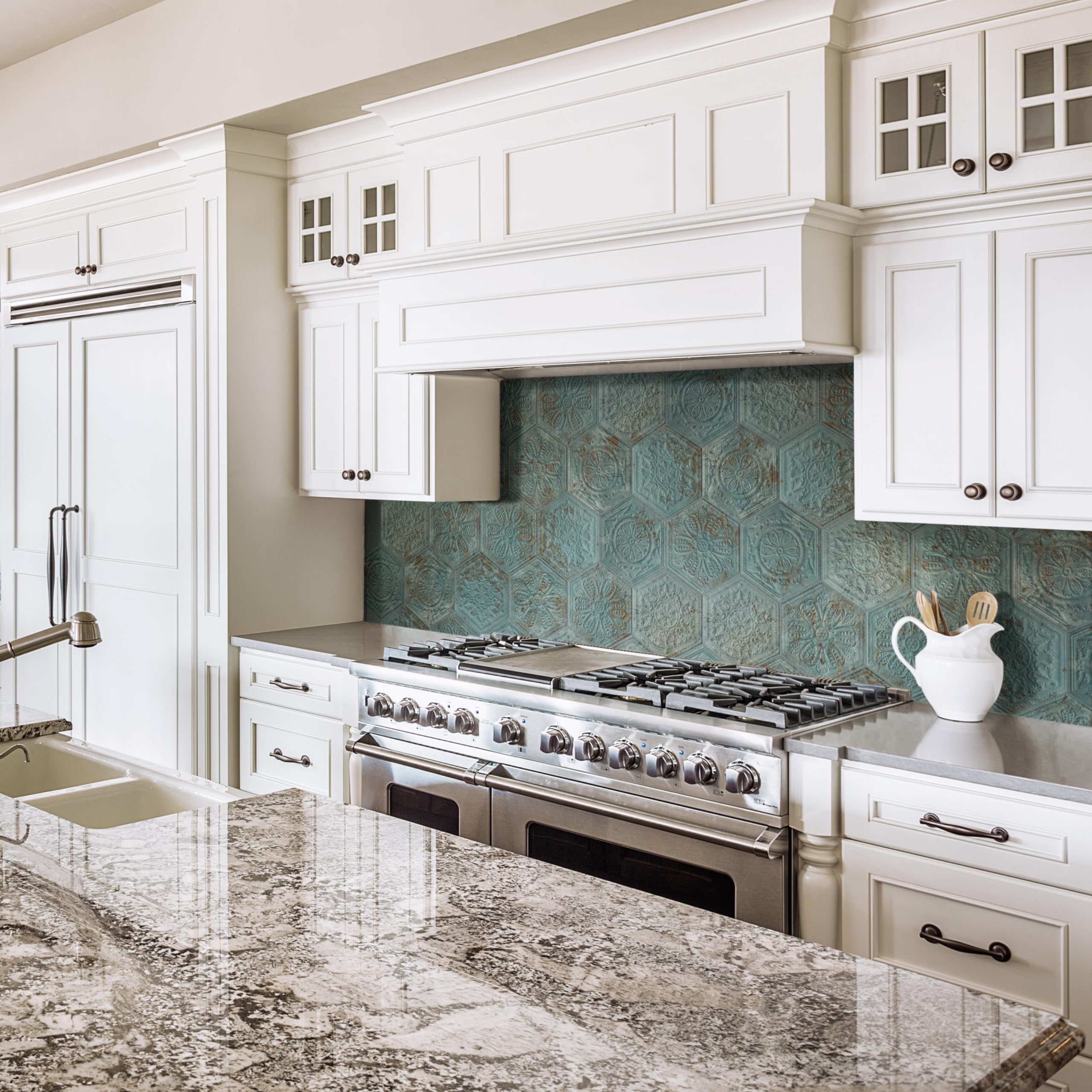 Amazon.co.jp: SomerTile FAV12XZGRD 亜鉛六角グリーン装飾 9-7/8