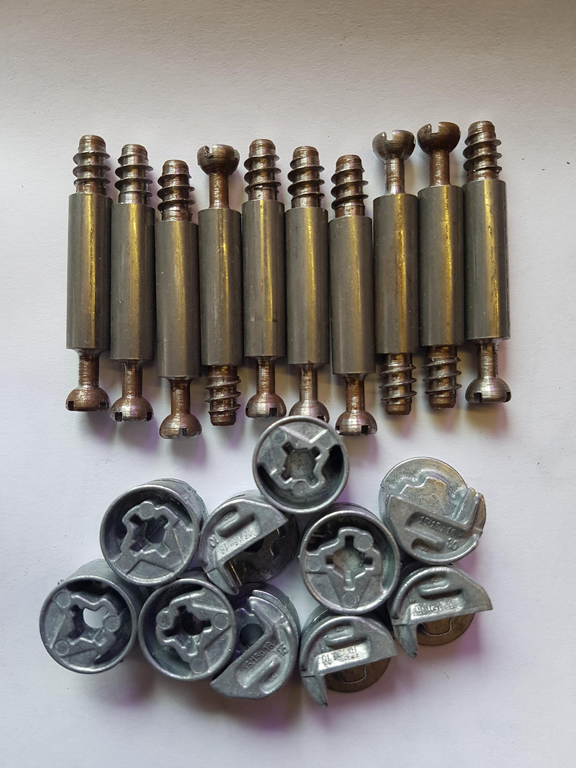 Gatediy Silver 12Mm Locking Cam & Dowel Fixings Pk 10, Ideal For Flatpack Assembly Or Repair