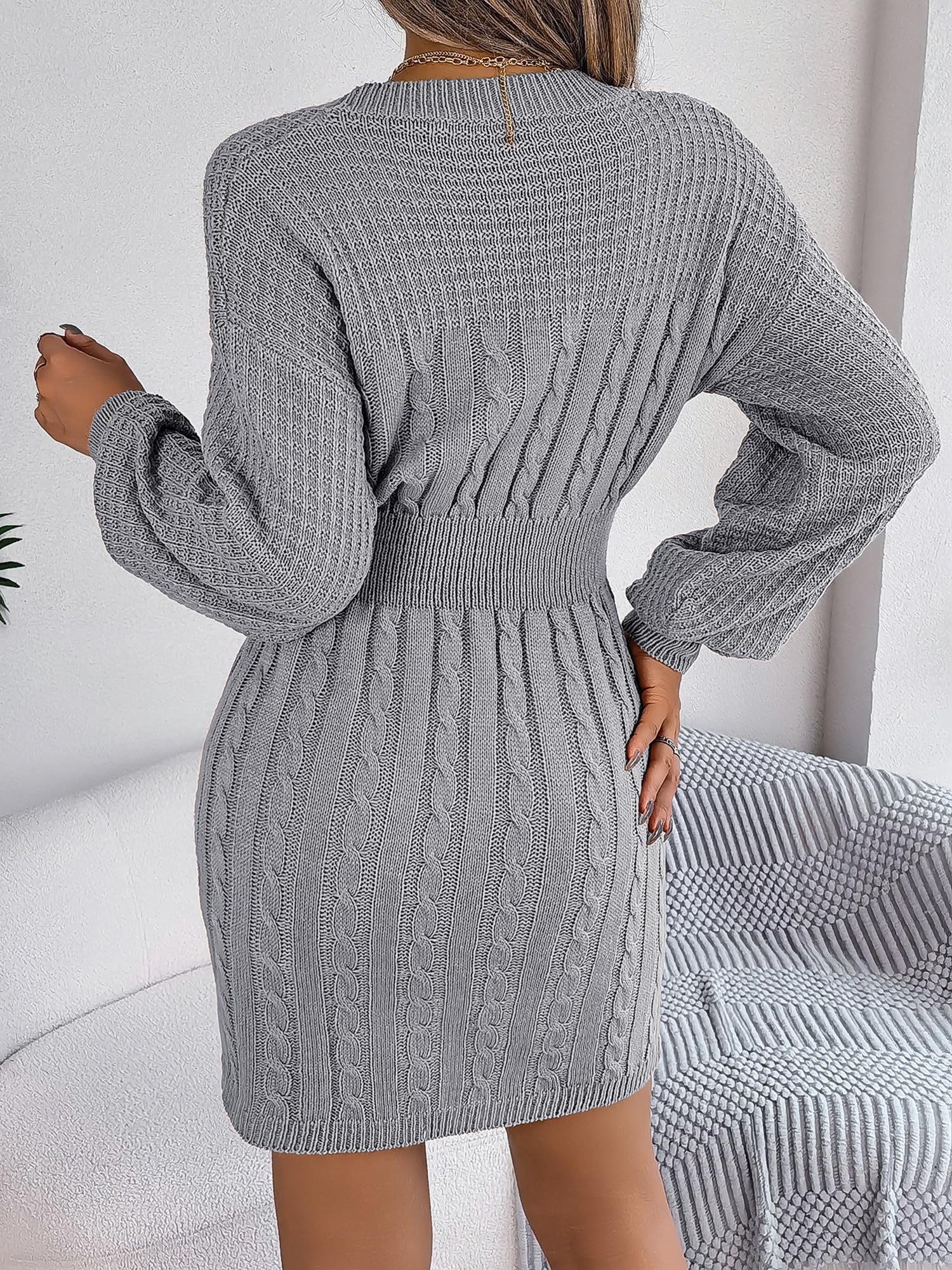 Ever-Pretty Vestito Maglioni Donna Elegante Invernali Abito Casual in Maglia a Maniche Lunghe Abito Pullover Elasticizzato Mini CG40414