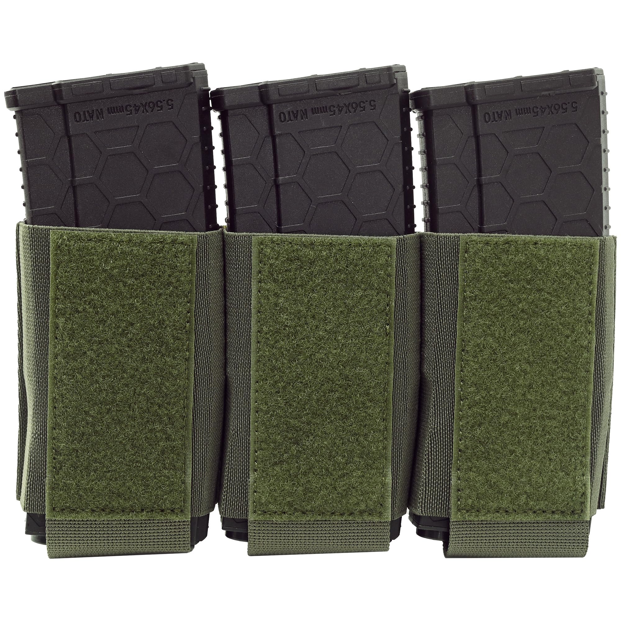 Triple Mag Pouch 5.56 Elastic Insert,SABADO Kangaroo Mag Pouch Insert Hook and Loop, M4 AK AR Magazine Holder Open Top for Tactical Vest & Cummerbund