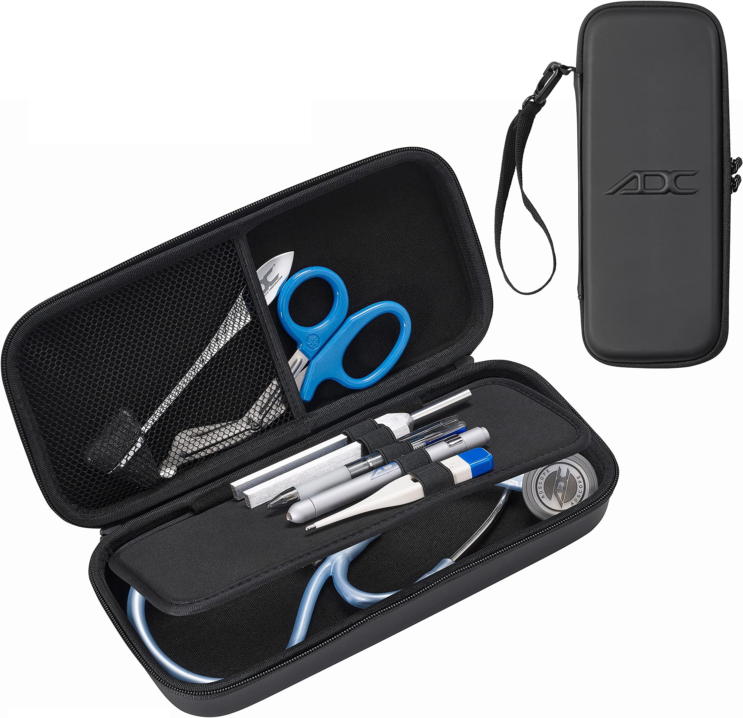 ADC Medic Case/Medical Every-Day Instrument Carry/Fits Adscope Cardiology Stethoscopes and Comparable Models with Room for Instruments and Accessories, Large, Black