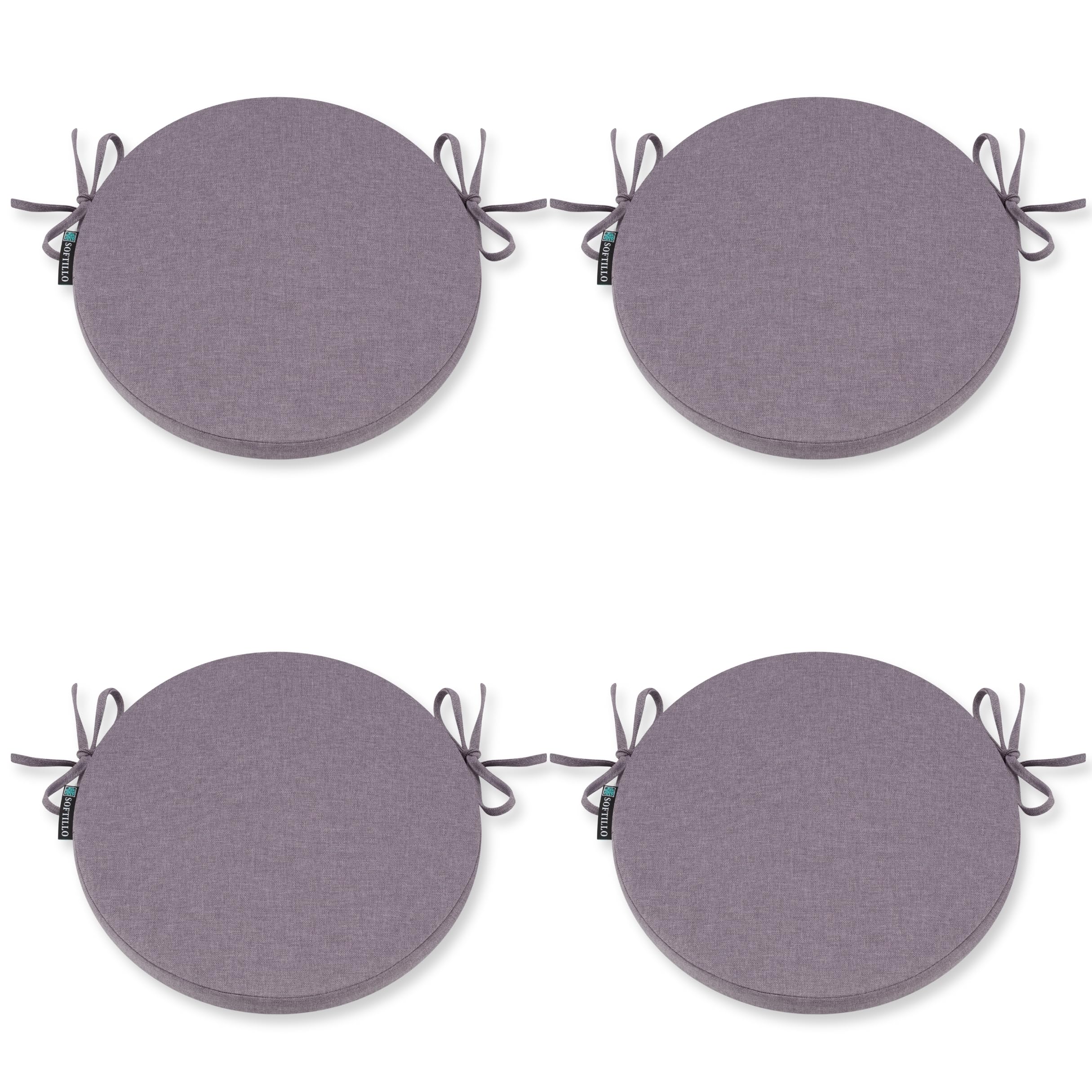 Premium Round Chair Cushion – 36x5cm Thick Foam Padding with Removable Cover and Secure Ties – Comfortable and Durable Seat Pad Cushions for Indoor/Outdoor Home, Patio, Garden Use (Lavanda, Pack of 4)