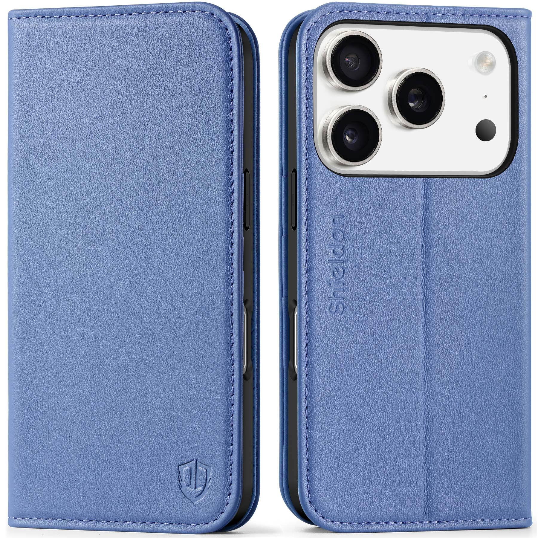 Photo 1 of SHIELDON Case Wallet for iPhone 17 Pro 6.3" 2025 | Genuine Leather | Flip Magnetic Closure | RFID Blocking Credit Card Holder | Kickstand | Full Protection Cover | Wisteria Purple