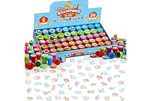 JOYIN 50PCS Kids Ink Stamps with 50 Animal Designs for Crafting Classroom Fun
