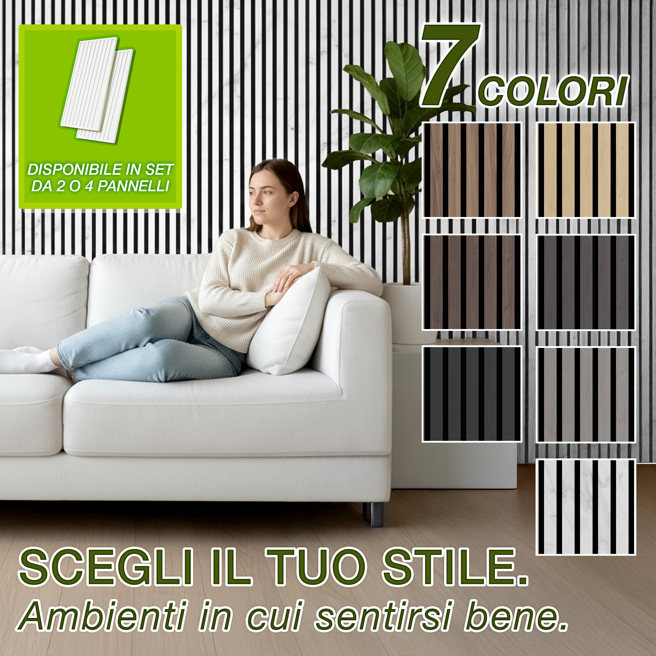 TRESKO 2 pannelli acustici in legno, 120 x 60 cm, con 4 ganci appendiabiti, rivestimento da parete bianco/marmo come parete a lamelle 3D, pannelli in legno per isolamento acustico
