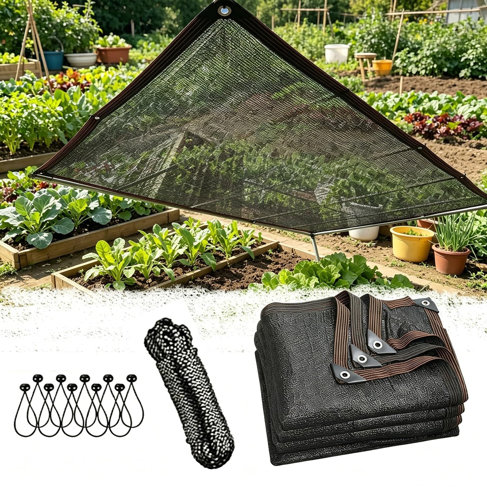 Bâche en maille avec œillets 2,7x6,7m - Filet noir patio