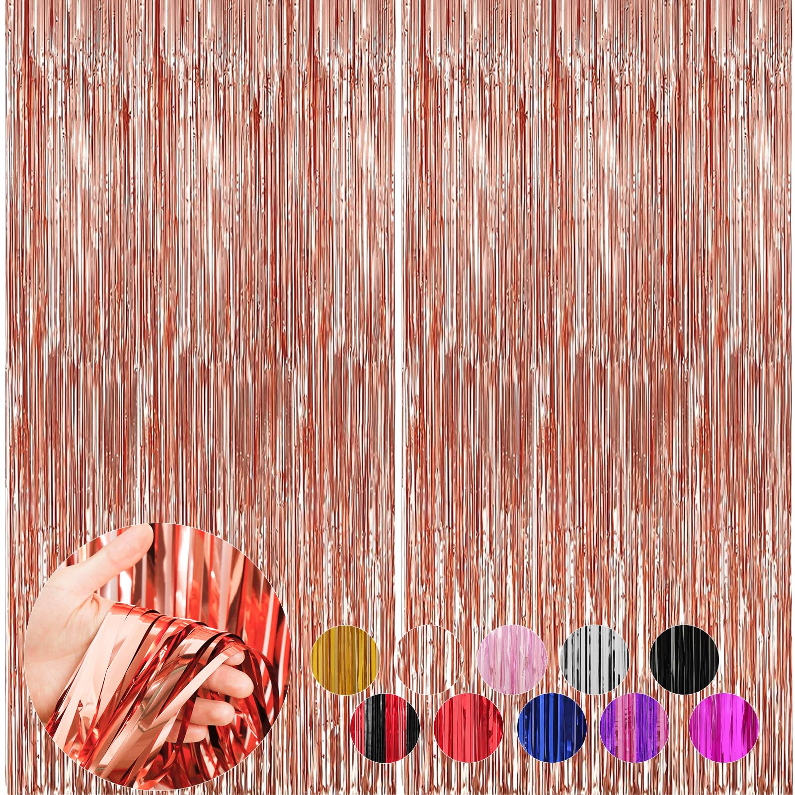 Pink Tinsel Curtain Party Background Glitter - GREATRIL Foil Fringe Curtain Lilac Pink Streamers Decor for Birthday Girl Princess Unicorn Christmas Bachelorette Euforia Party Decorations - 2 Pieces