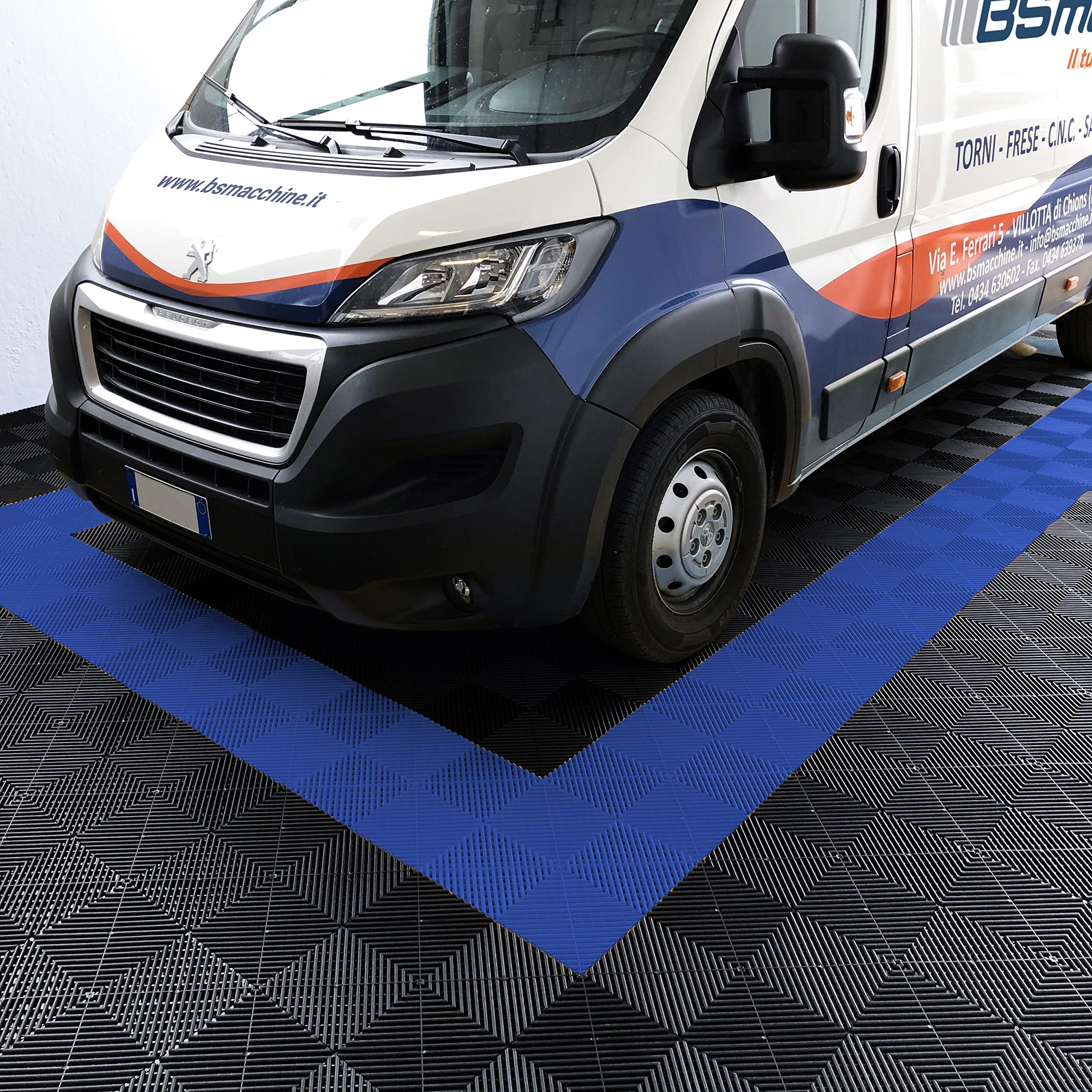 SOGI PAV-03-BL Kit piastrelle in PP per pavimento officina, garage - 40x40 cm - 1 mq - 10 mq - 50 mq - 100 mq - colore blu (1 mq = 6 piastrelle)