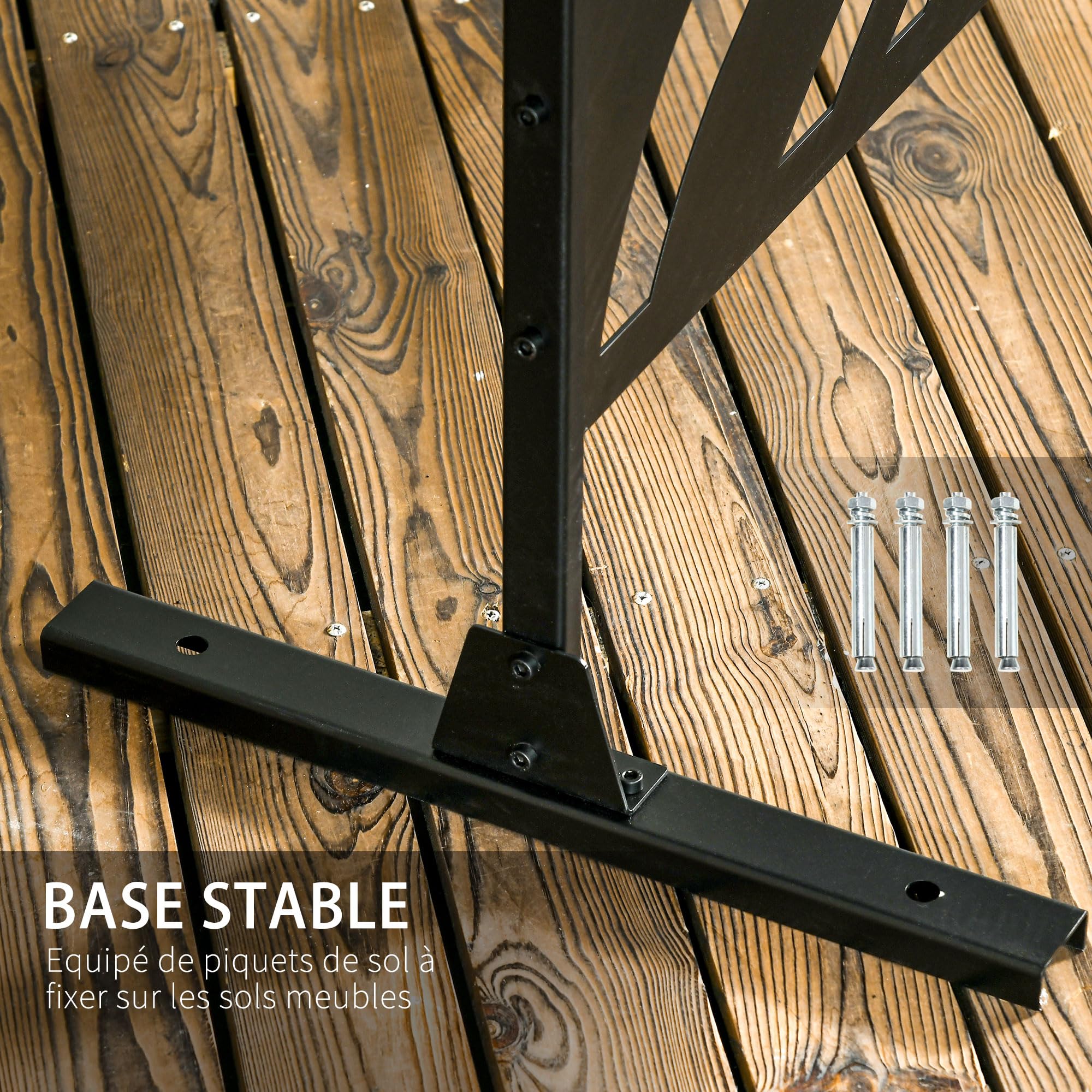 Outsunny Panneau Brise Vue Extérieur Décoratif 122 x 45 x 198 cm Noir