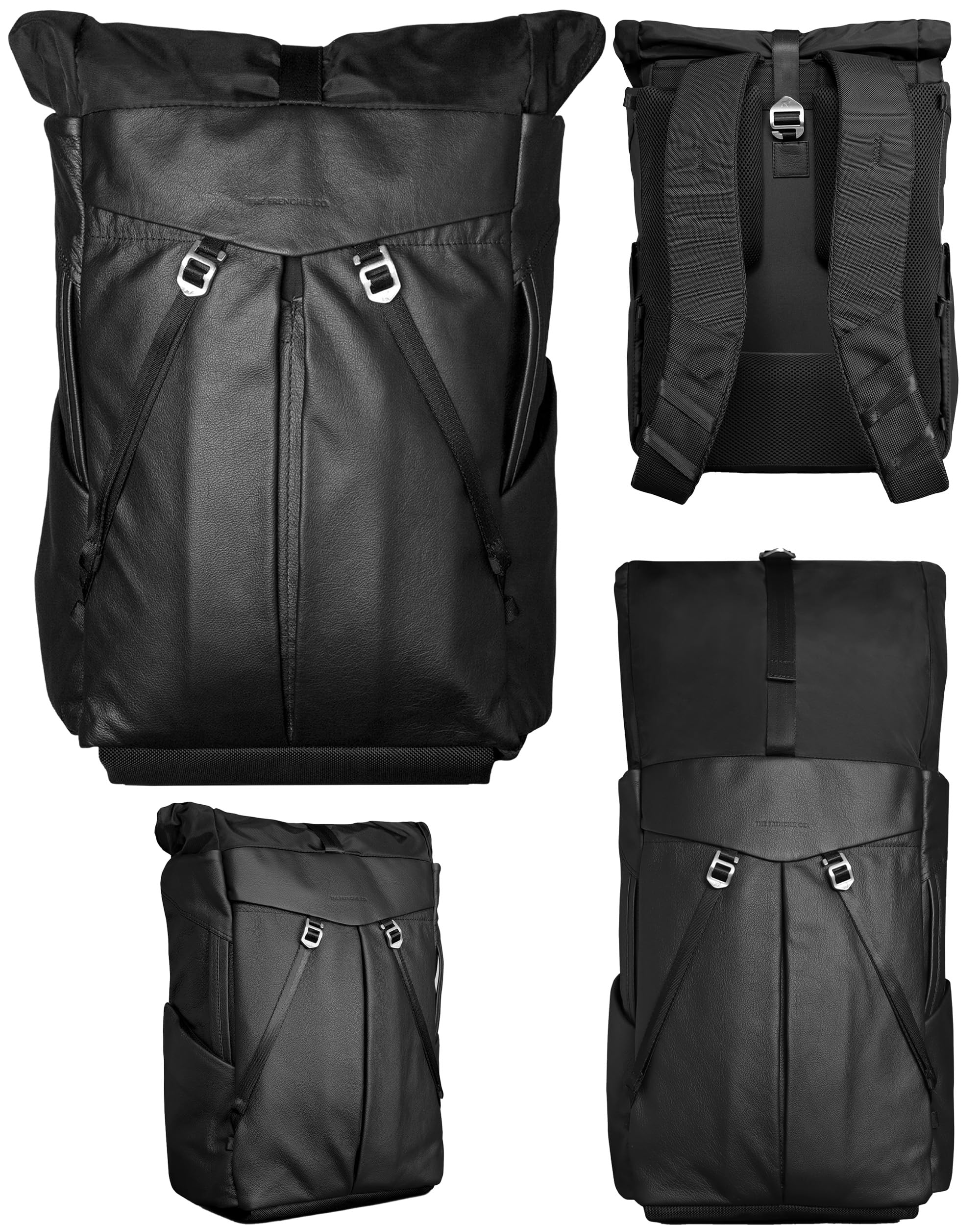 The Frenchie Co. Anti-Theft Speed Backpack, Slim Minimalist Backpack with Hidden Zippers and Cut-Resistant Design for Travel and Everyday Use, Made of Ballistic Nylon, Full-Grain Italian Leather