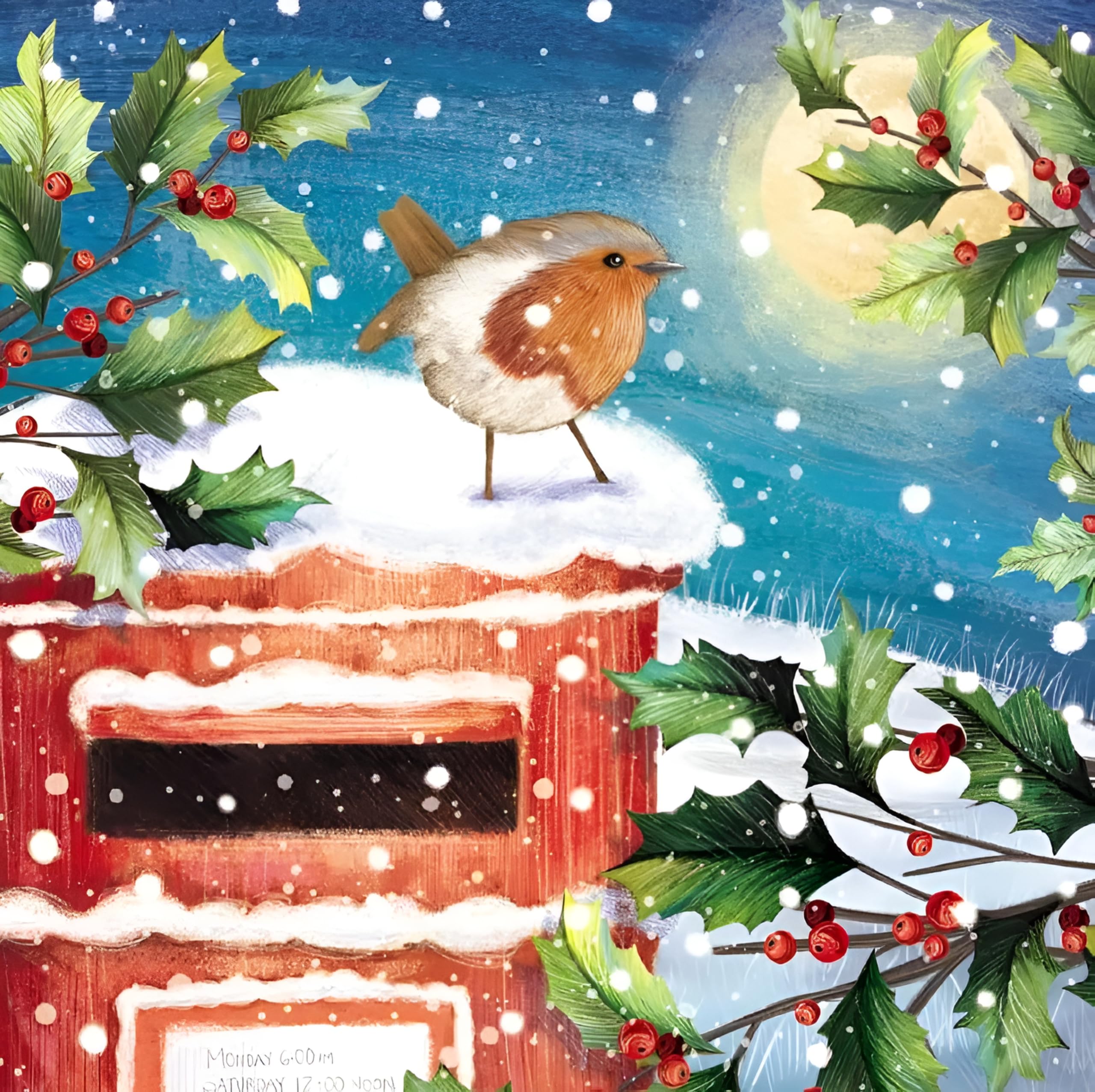 GBCC Charity Christmas Cards Pack of 20, Festive Robins in the Snow, Assorted Premium Greeting Cards Multipack with Envelopes - Image 2