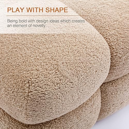Miniatura 3 de Zesthouse Puf Otomano Cuadrado, Mesa de Centro Otomana Moderna para Sala de Estar, Taburete de Sherpa Difuso Reposapiés, Taburete Tapizado con