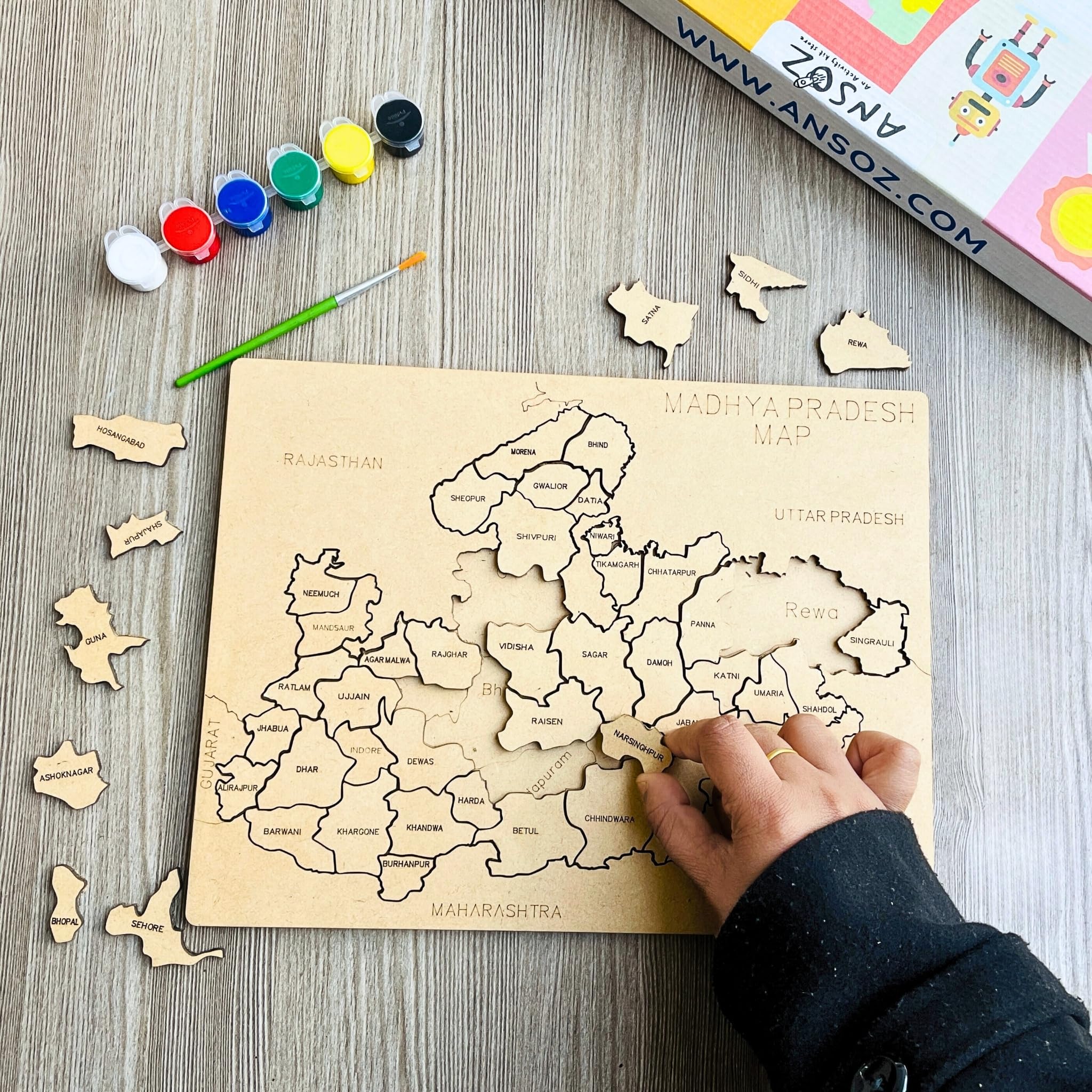 Madhya Pradesh Map Wooden Puzzle | Educational Maps for Kids