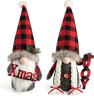 D-FantiX Large Christmas Gnomes Decorations, 2 Pack Handmade Tomte Swedish Gonk Scandinavian Figurine Nordic Gnomes Plush Christmas Elf Doll Xmas Joy Decor Ornaments Home Decor Valentines Day Gift